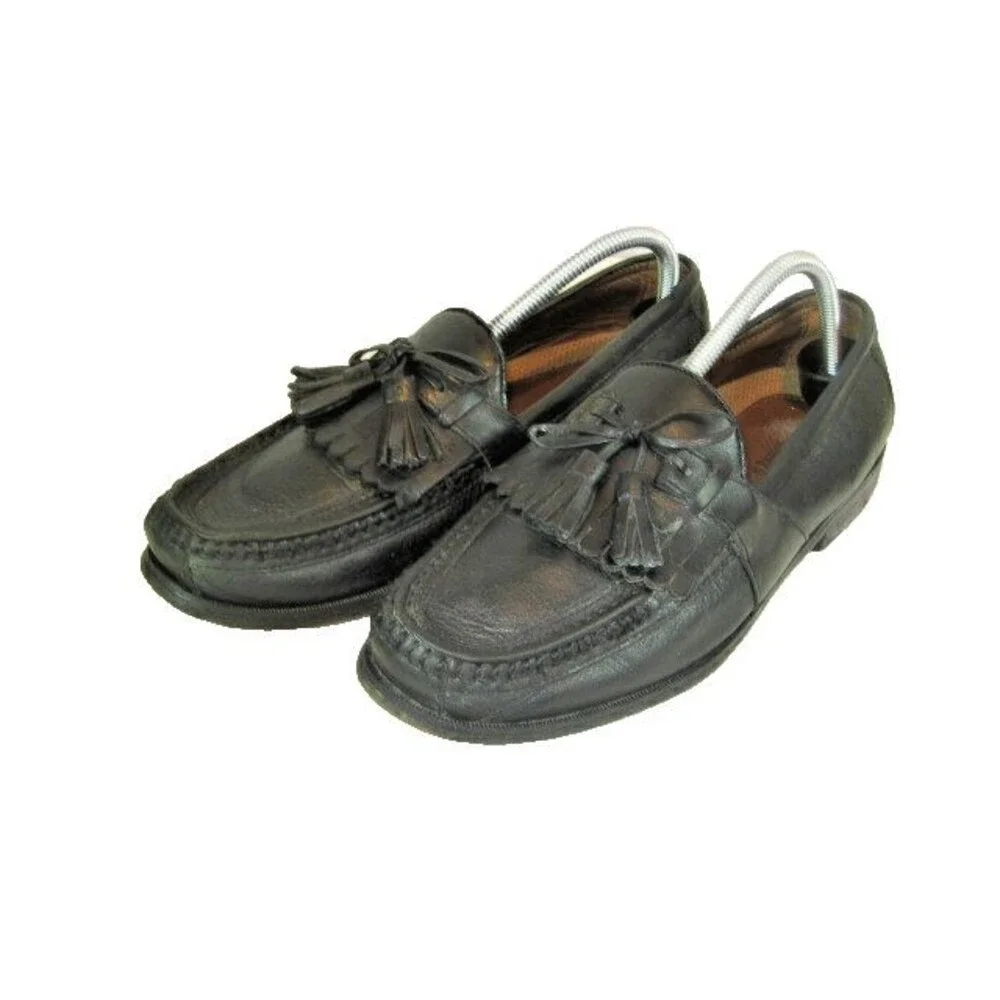 Mens Johnston & Murphy Black Leather Tassel Kilt Casual Loafers sz 9 M